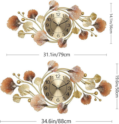 Modern 35''x20'' Metal Wall Clock Featuring a Silent Movement and Creative - Image 2