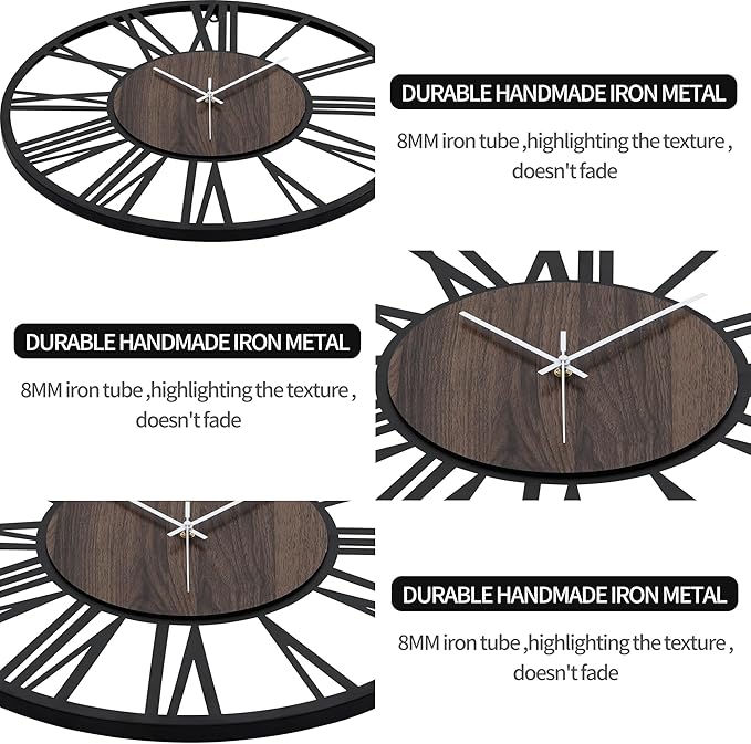 LEIKE Large Wall Clocks, Non Ticking, Battery Operated Small Vintage Round - Image 4
