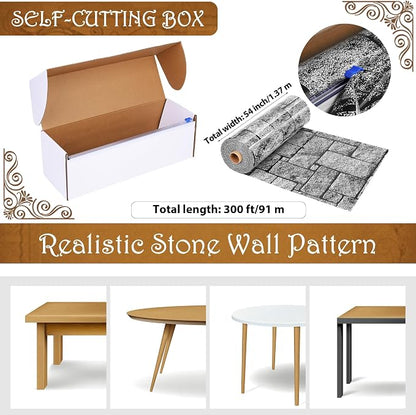 Kochorie 300 Ft X 54 Inch Stone Wall Tablecloth Roll - Image 2