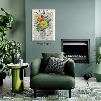 Be Kind To Your Mind Quote Poster Prints Mental Health Canvas Wall Art 08x10 - Image 5