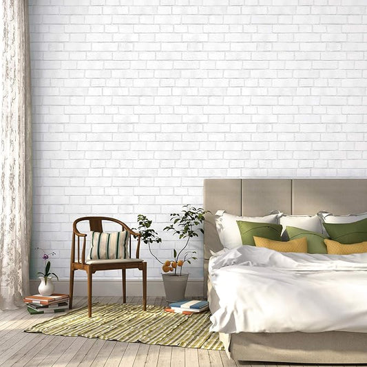 Tempaper Textured White Brick Removable Peel and Stick Wallpaper, 20.5 in X - Image 2