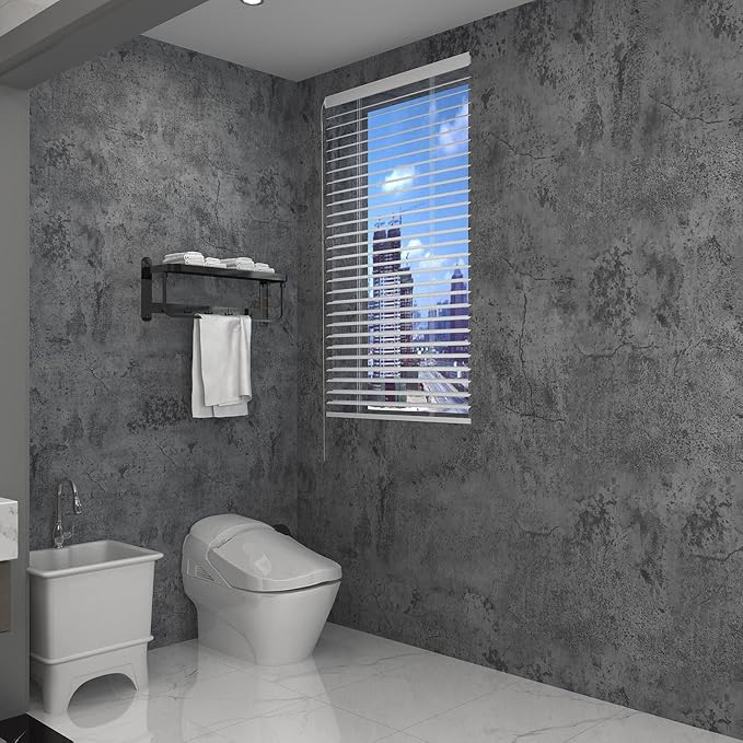 3yecao 31"×354" Extra Wide Thick Blue Grey Black Concrete Wallpaper Peel and - Image 4