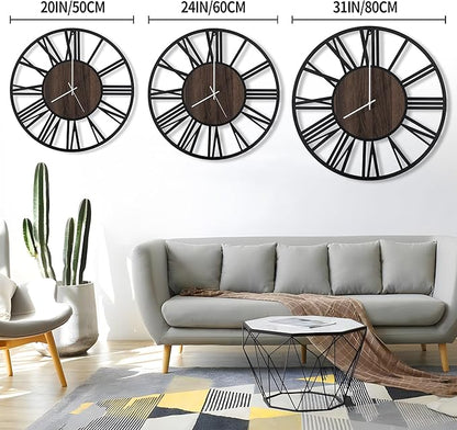 LEIKE Large LED Wall Clocks, Non Ticking, Battery Operated Rustic Round Modern - Image 3