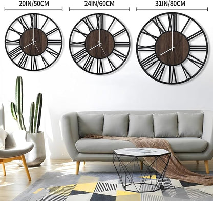 LEIKE Large LED Wall Clocks, Non Ticking, Battery Operated Rustic Round Modern - Image 3