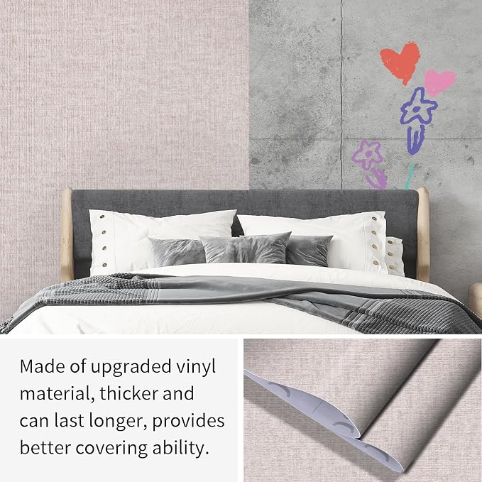 Beige Grasscloth Peel and Stick Wallpaper, Modern Textured Wallpaper 15.75inch - Image 9