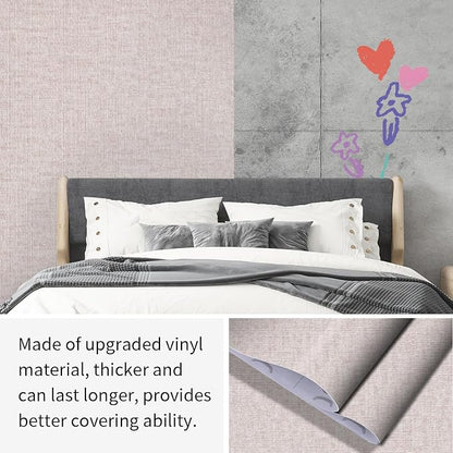 Beige Grasscloth Peel and Stick Wallpaper, Modern Textured Fabric Linen Vinyl - Image 9