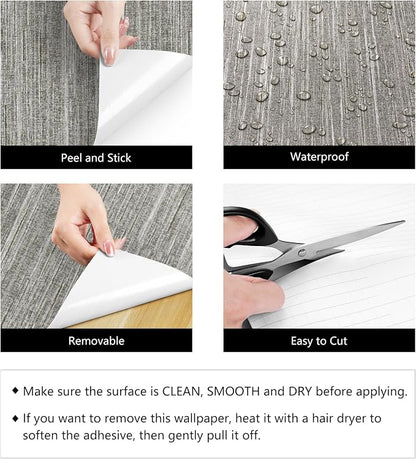 LACHEERY Faux Grasscloth Prepasted Wallpaper Peel and Stick Contact Paper - Image 7