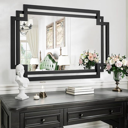 28" x 40" Black Wall Mirror for Decor, Large Bathroom Mirror by AutdotWallMirrors