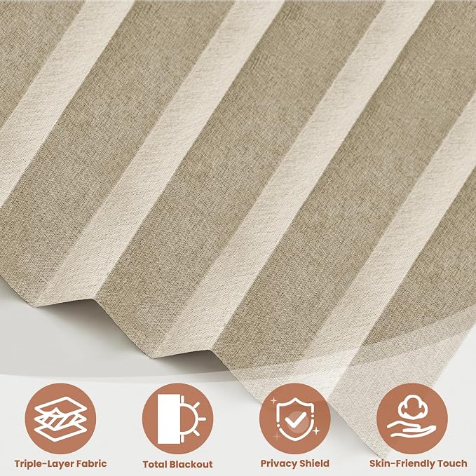 AJAZZ Blackout Accordion Door Curtain 98"x78" Cream Yellow - Image 7