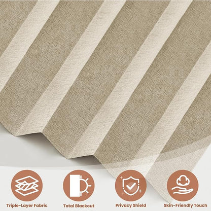 AJAZZ Blackout Accordion Door Curtain 98"x78" Cream Yellow - Image 7
