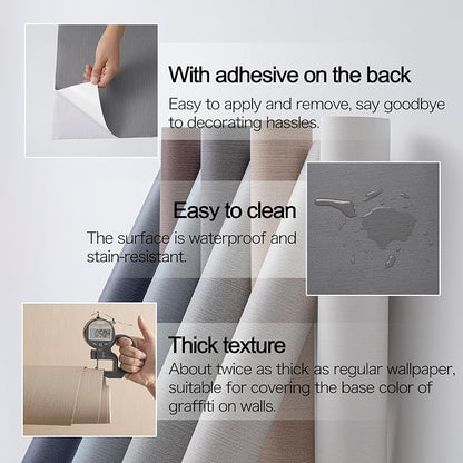 24"x393" Grey Grasscloth Peel and Stick Fabric Textured Contact Paper Linen - Image 4