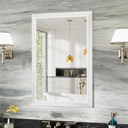 24x36 Inch White Bathroom Mirror by Briivuemodernmirrors