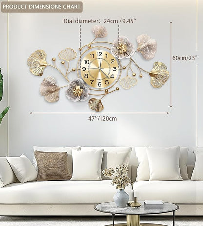 Clocks for Living Room, Large Wall Clock, 3D Silent Wall Clock, Retro Metal - Image 2