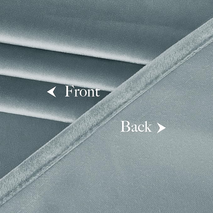 NICETOWN Stone Blue Velvet Room Darkening Curtains, Home Decor Light Blocking - Image 9