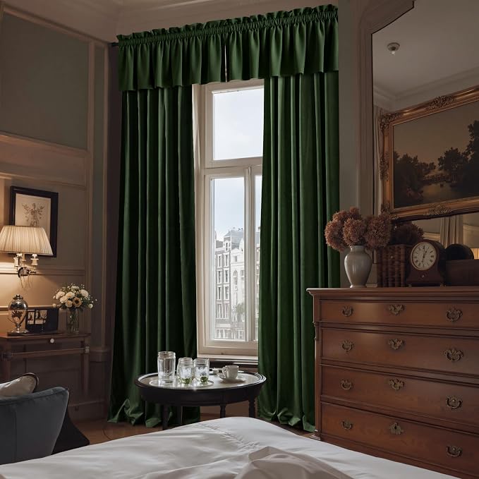 NICETOWN Velvet Cafe Windows Valance, Olive Green Window Treatment - Image 5