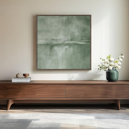 Framed Sage Green Abstract Wall Art, Modern Canvas Prints Artwork by Cuspin