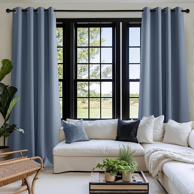 NICETOWN Room Darkening Draperies Curtains Panels, 2 Panels Stone Blue W52 x - Image 9
