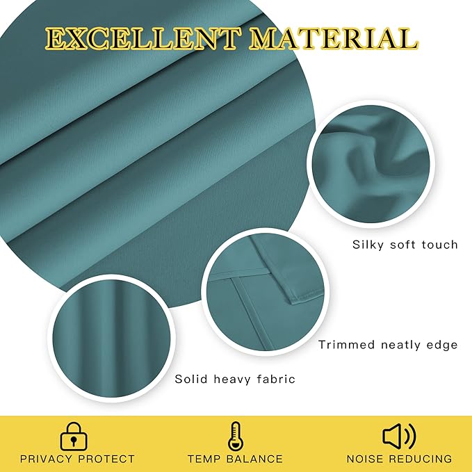 NICETOWN Sea Teal Blackout Curtains - Image 2