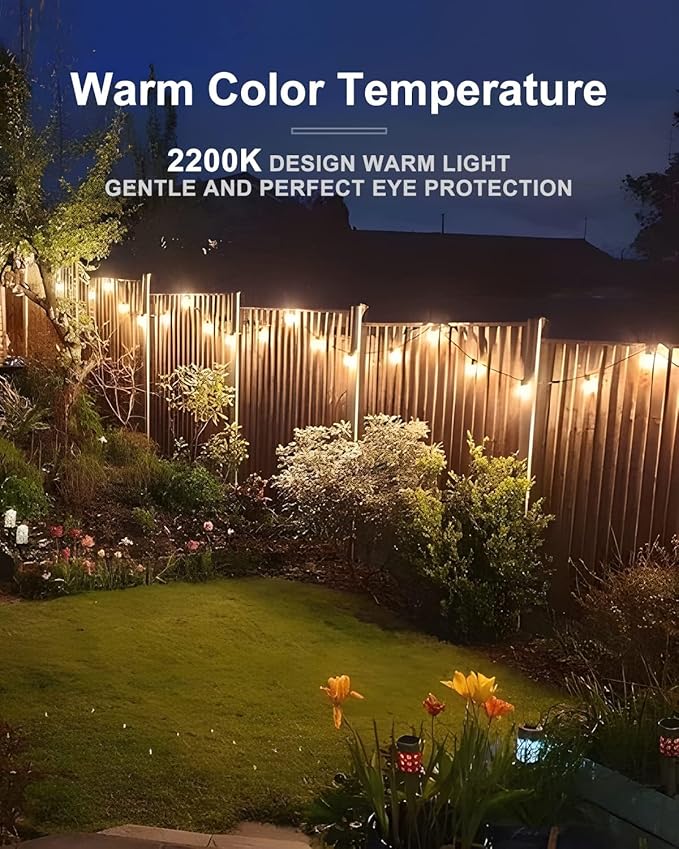 Lightdot 400FT Outdoor String Lights, LED Bistro String Lights with Shatterproof ST38 Vintage Bulbs, 2200K Dimmable, Waterproof Hanging Lights for Porch, Deck, Garden, Backyard, Balcony - ETL Listed