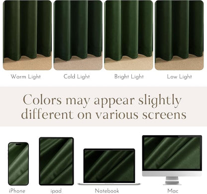NICETOWN Room Darkening Dark Green Velvet Curtain Panels - Image 7