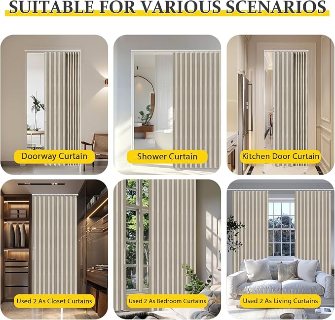AJAZZ 100% Blackout Magnetic Door Curtain Accordion Doors Interior Folding - Image 5