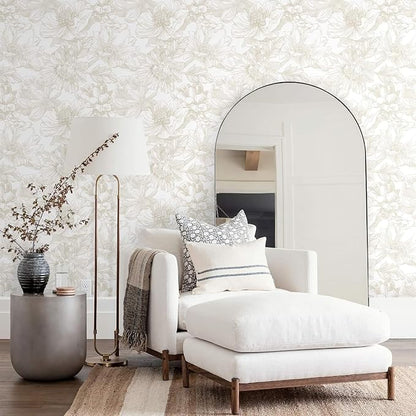 Ismoon Large Floral Peel and Stick Wallpaper Boho Beige Contact Paper - Image 3