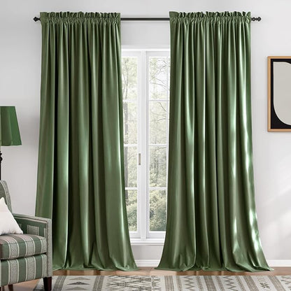 NICETOWN Sage Green Blackout Curtains 72 inches Long 2 Panels, Farmhouse and by NICETOWN