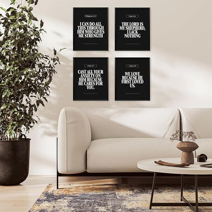 Locomiss Black Christian Wall Art Decor Posters, Minimalist Jesus Scripture - Image 3
