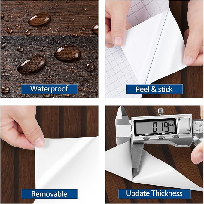 FunStick 16"x472" Brown Wood Slats Peel and Stick Wallpaper Waterproof Dark - Image 5