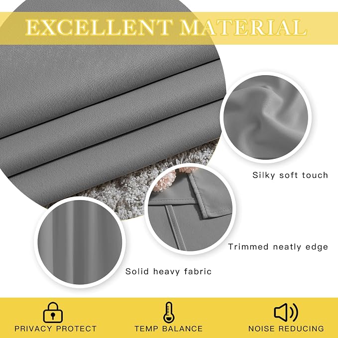 NICETOWN Blackout Silver Grey Sliding Door Curtains 90 inch Length, Thermal - Image 5