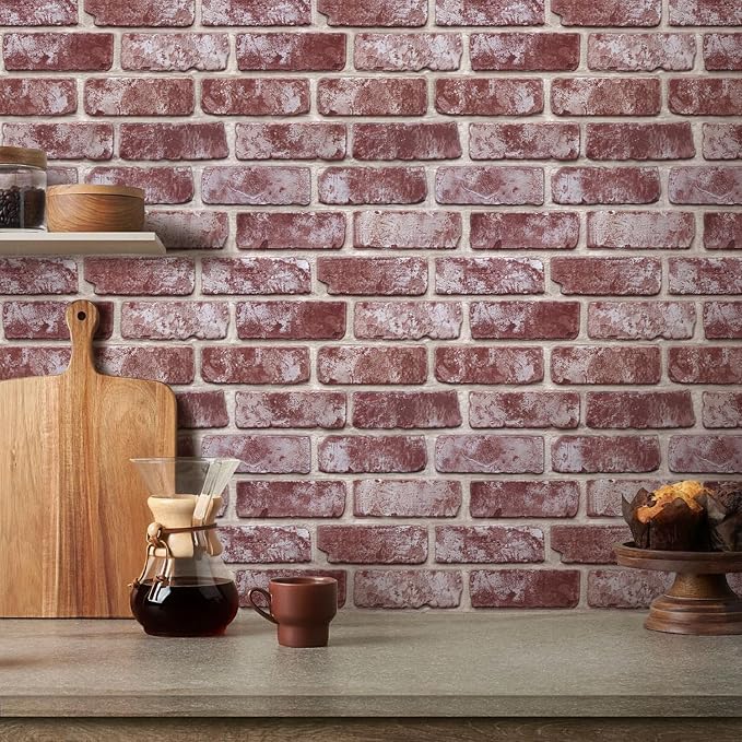 3D Faux Brick Wall Panels Peel and Stick, Small Brick-Look Textured Wall Sticker - Image 2