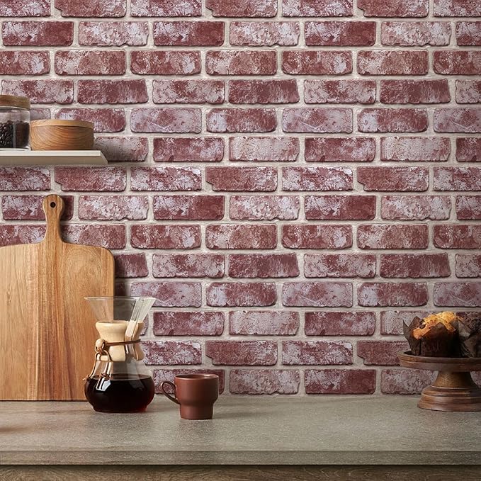3D Faux Brick Wall Panels Peel and Stick, Small Brick-Look Textured Wall Sticker - Image 2