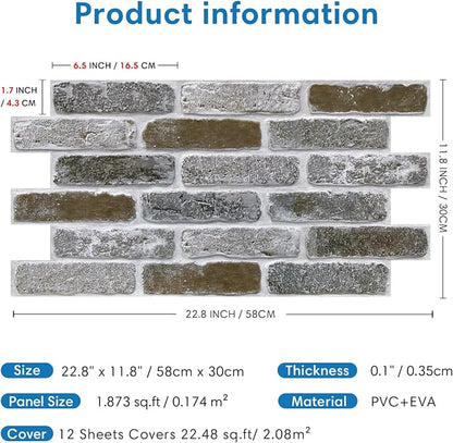 COMSTICKC 3D Faux Brick Wall Panel Peel and Stick, DIY UrltraLight PVC Self - Image 5