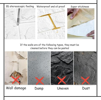 3D Wall Panels Peel and Stick in White, Faux Brick Wall Panels - Image 4
