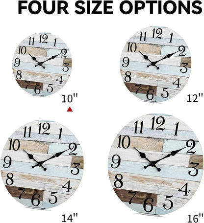 KECYET Wall Clock Battery Operated 10 Inch Silent Non-Ticking Coastal Country - Image 2
