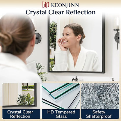 Keonjinn 60 x 36 Inch Black Bathroom Mirrors - Image 3