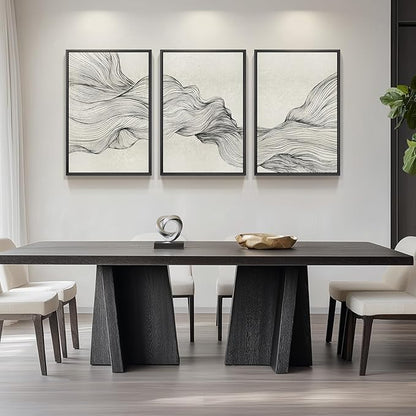 Large Framed Black and Beige Neutral Abstract Wall Art - Image 7