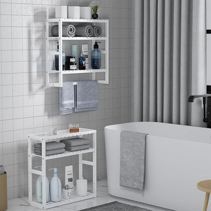 Towel Rack Bathroom Storage Shelves Over The Toilet - Image 2