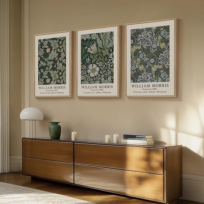 Framed William Morris Canvas Wall Art Set of 3, Boho Farmhouse Botanical Decor - Image 3