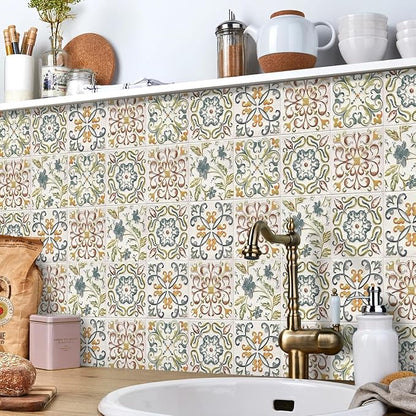 Wudnaye Bohemian Wallpaper Peel and Stick Faux Tile Contact Paper 17”×393” Tile - Image 6