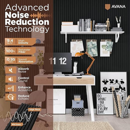 Avana Modern Acoustic Wood Wall Panels – 47.2 X 12.6 Inch Black Oak Acoustic 2 - Image 5