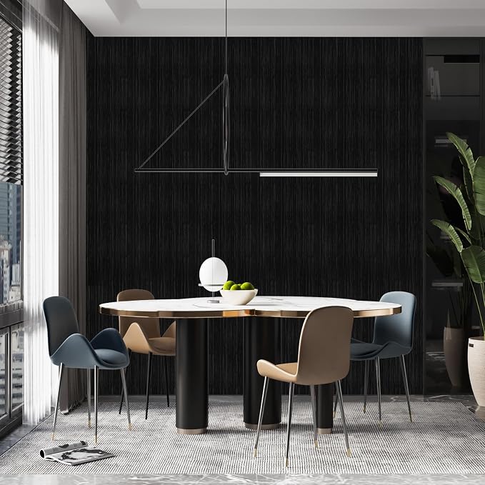 Black Grasscloth Peel and Stick Wallpaper Texture Contact Paper A Set of 15.7" - Image 6