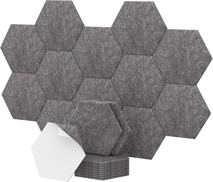12 Pack Hexagon Acoustic Panels, TONOR 12"x 10"x 0.4" High Density Sound Proof by TONOR