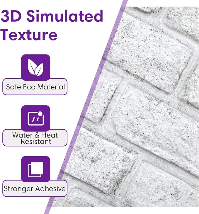 3D Faux Brick Wall Panels Peel and Stick, Small Brick-Look Textured Wall Sticker - Image 4