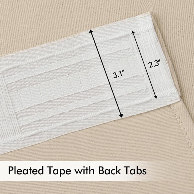 MIULEE Back Tab Cream Beige Curtains 120 Inch Long 2 Panels Set - Image 4