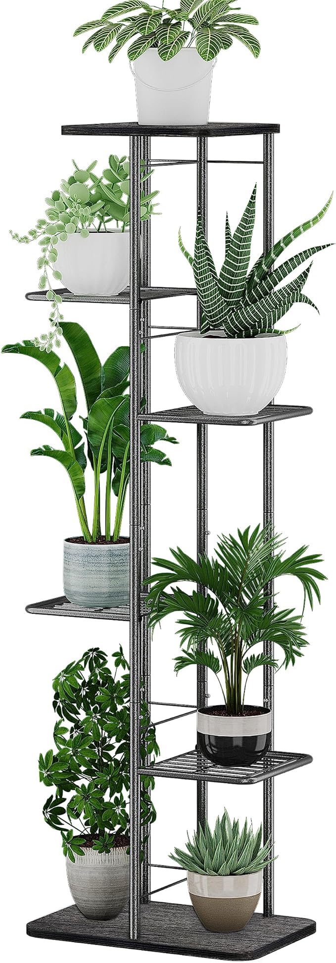 Simple Trending Plant Stand Shelf Indoor Outdoor Waterproof, 6 Tier 7 Potted Heavy Duty Metal Tall Flower Holder for Multiple Corner Display