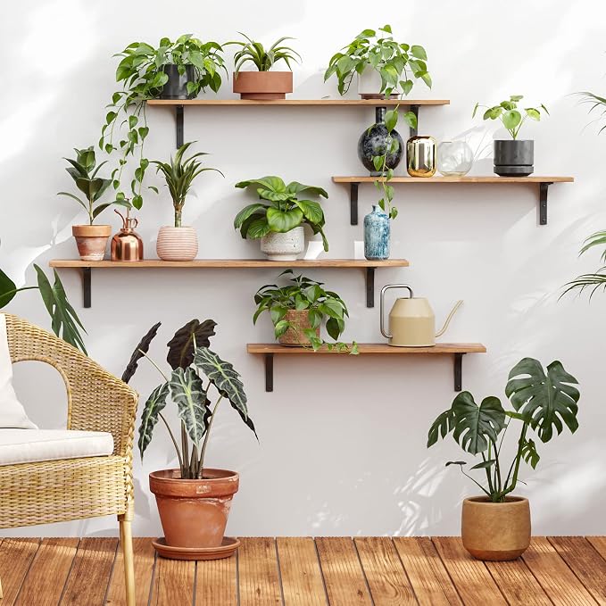 DINZI LVJ Long Wall Shelves, 47.3Inch Wall Mounted Shelves Set of 4, Extra - Image 2