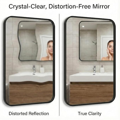30x48 Inch Oversized Matte Black Bathroom Vanity Mirrors | Flush Mount Deep Set - Image 5