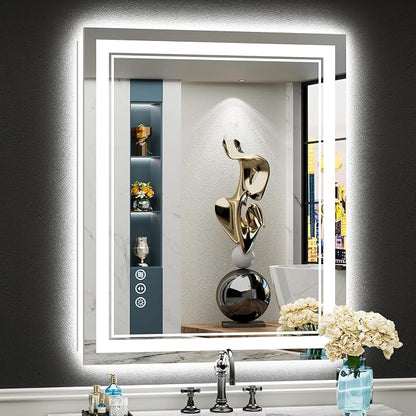24x36 LED Bathroom Mirror with Lights, Backlit and Front Lit Anti-Fog Lighted by Awandee