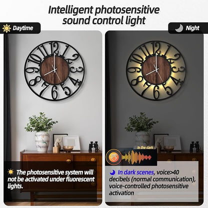 LEIKE Large Wall Clocks with Night Light Battery Operated, Silent Non Ticking - Image 2